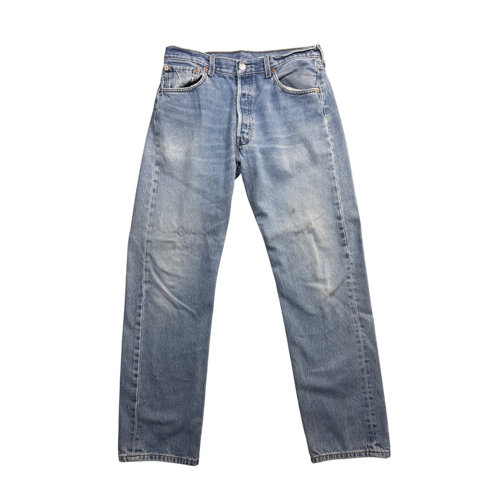 Levis 501 Original Fit Jeans Mens 34x32 Light Wash Blue Denim Vintage Y2K